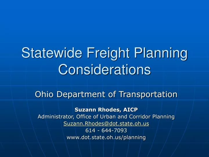 statewide freight planning considerations