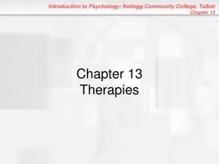 Chapter 13 Therapies