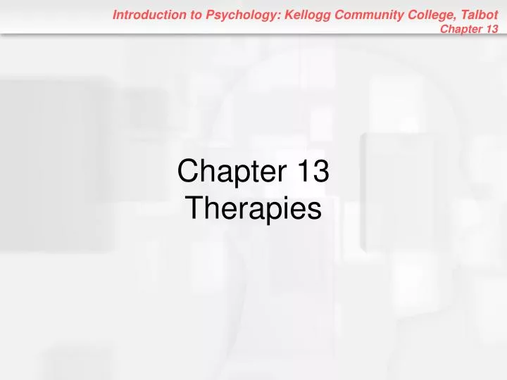 chapter 13 therapies