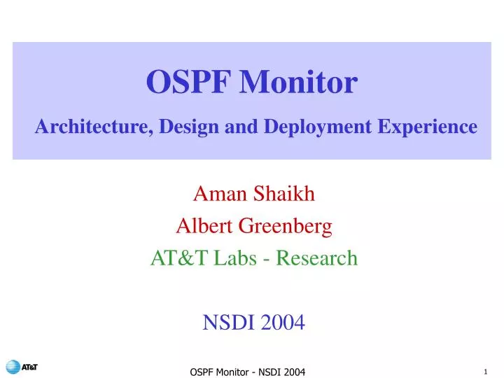 ospf monitor architecture design and deployment experience