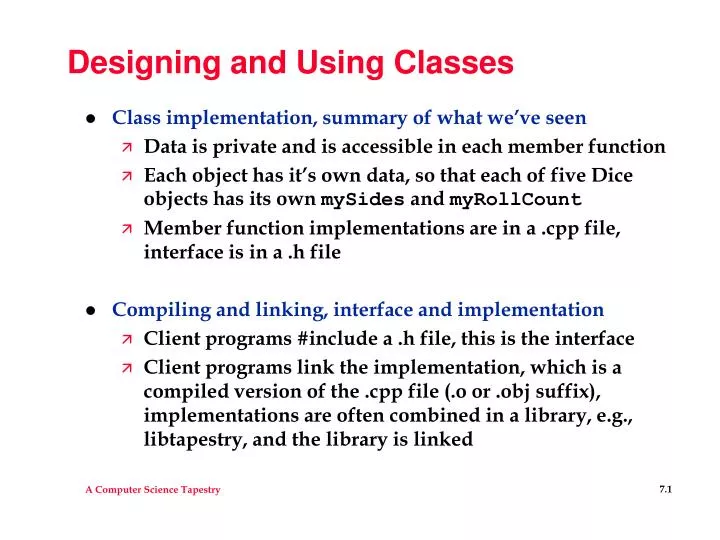 designing and using classes