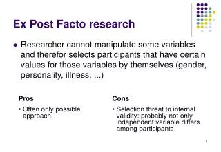 Ex Post Facto research