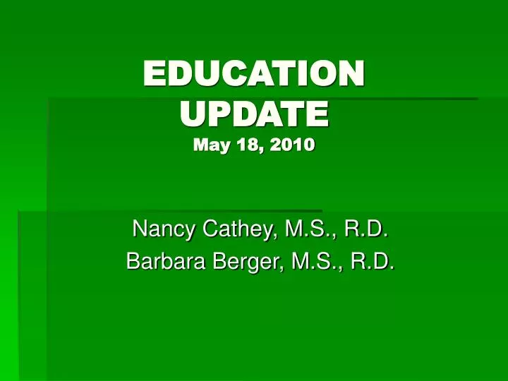 education update may 18 2010