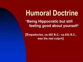 Humoral Doctrine
