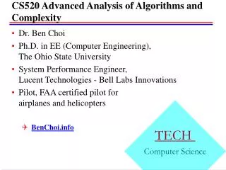 CS520 Advanced Analysis of Algorithms and Complexity