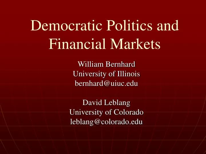 democratic politics and financial markets