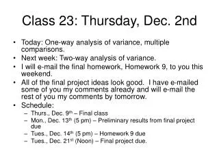 Class 23: Thursday, Dec. 2nd