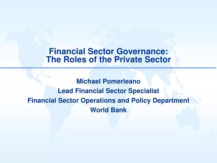 financial sector governance the roles of the private sector