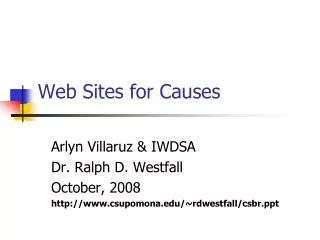 Web Sites for Causes