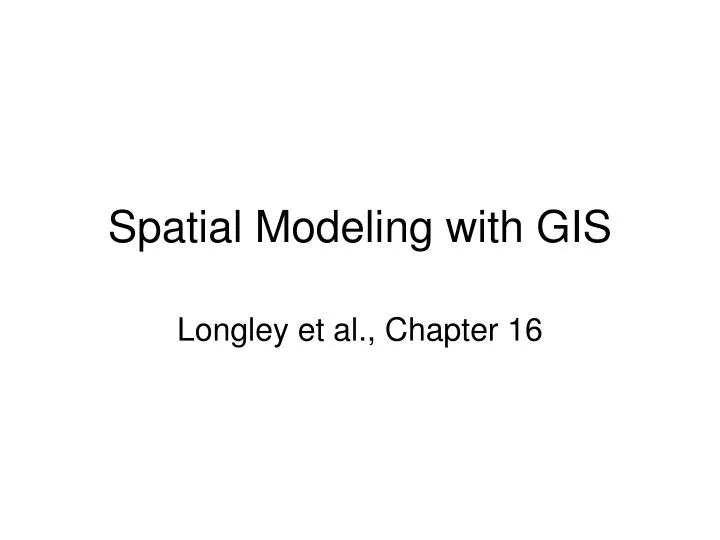 spatial modeling with gis