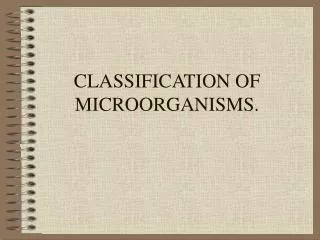 CLASSIFICATION OF MICROORGANISMS.