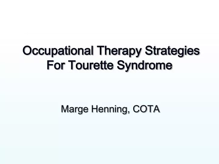 occupational therapy strategies for tourette syndrome