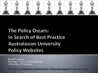 The Policy Oscars: In Search of Best Practice Australasian University Policy Websites