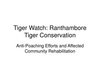 Tiger Watch: Ranthambore Tiger Conservation