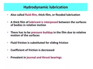 Hydrodynamic lubrication