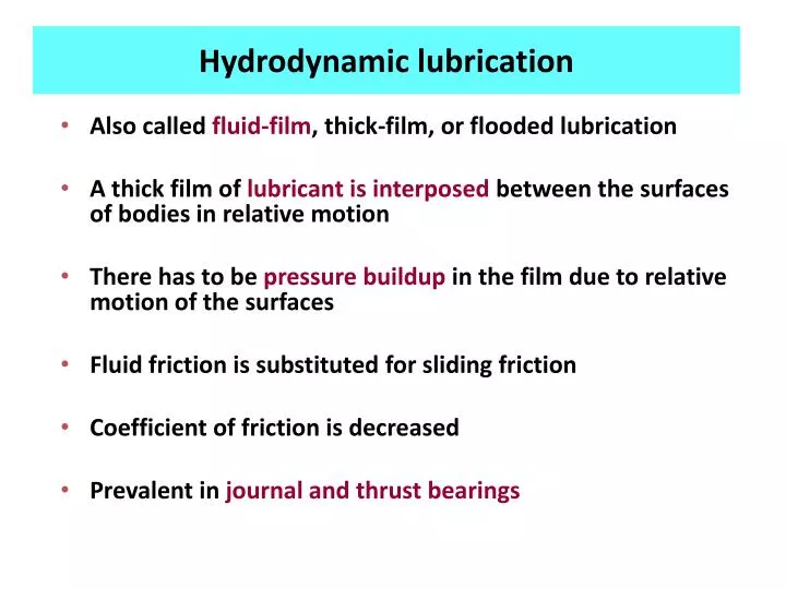 hydrodynamic lubrication