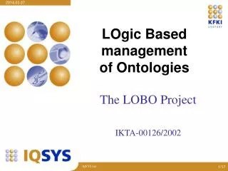LOgic Based management of Ontologies
