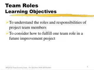 Team Roles Learning Objectives