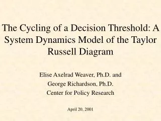 The Cycling of a Decision Threshold: A System Dynamics Model of the Taylor Russell Diagram