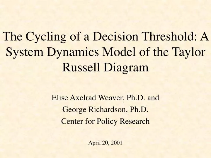 the cycling of a decision threshold a system dynamics model of the taylor russell diagram