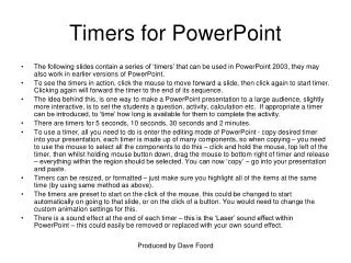 Timers for PowerPoint