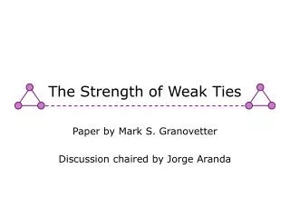 The Strength of Weak Ties
