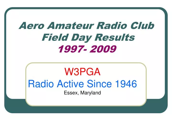 aero amateur radio club field day results 1997 2009