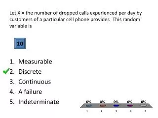 Let X = the number of dropped calls experienced per day by customers of a particular cell phone provider. This random v