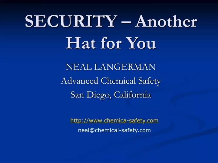 security another hat for you