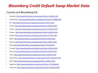 Bloomberg Credit Default Swap Market Data