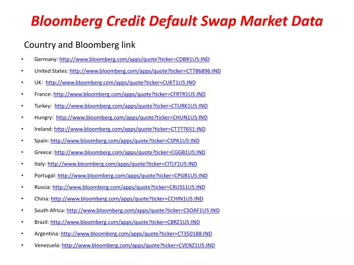 bloomberg credit default swap market data