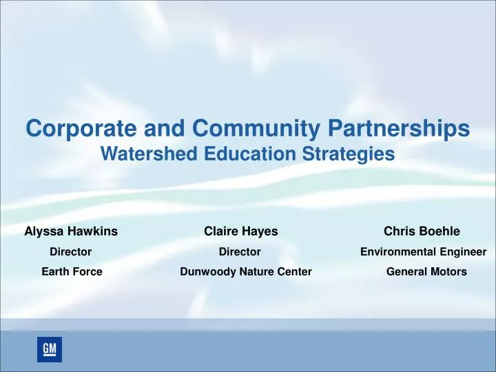 corporate and community partnerships watershed education strategies