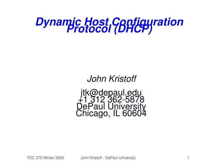 dynamic host configuration protocol dhcp