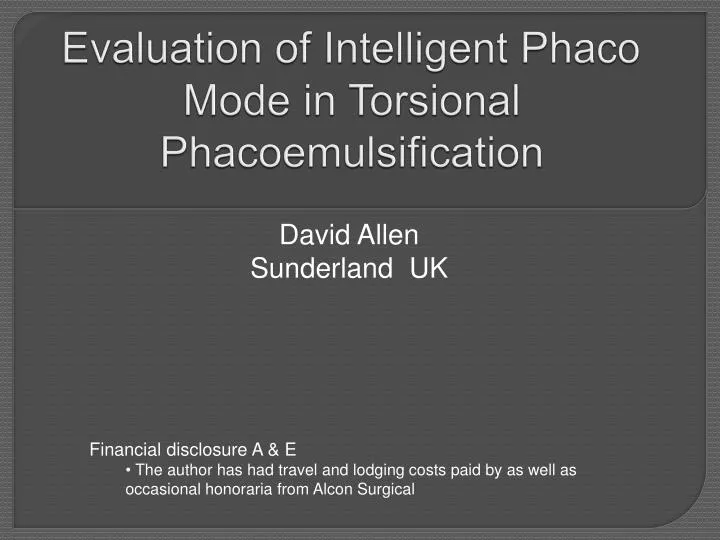 evaluation of intelligent phaco mode in torsional phacoemulsification