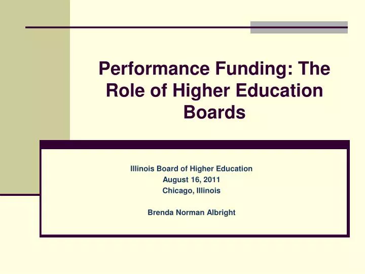 performance funding the role of higher education boards