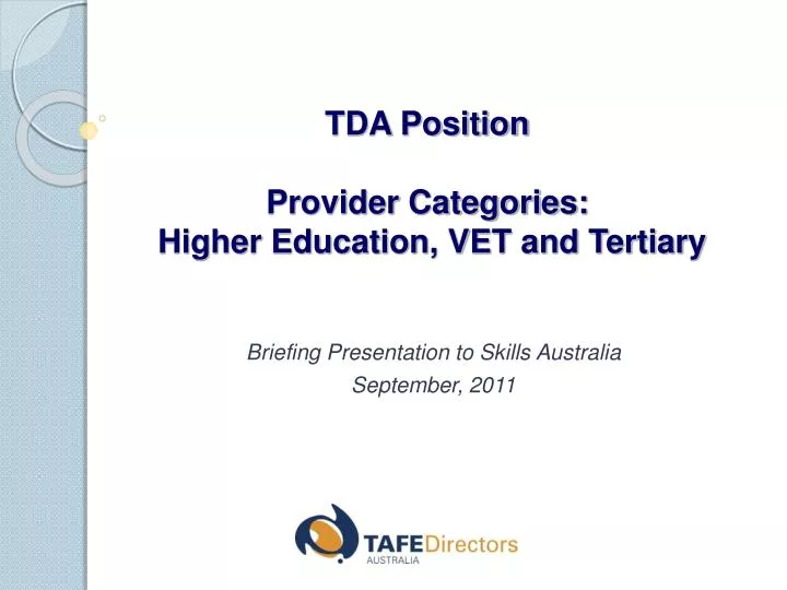 tda position provider categories higher education vet and tertiary
