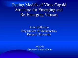 Testing Models of Virus Capsid Structure for Emerging and Re-Emerging Viruses