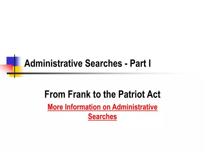 administrative searches part i