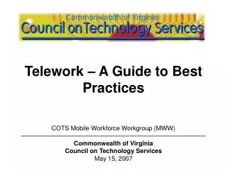 Telework – A Guide to Best Practices