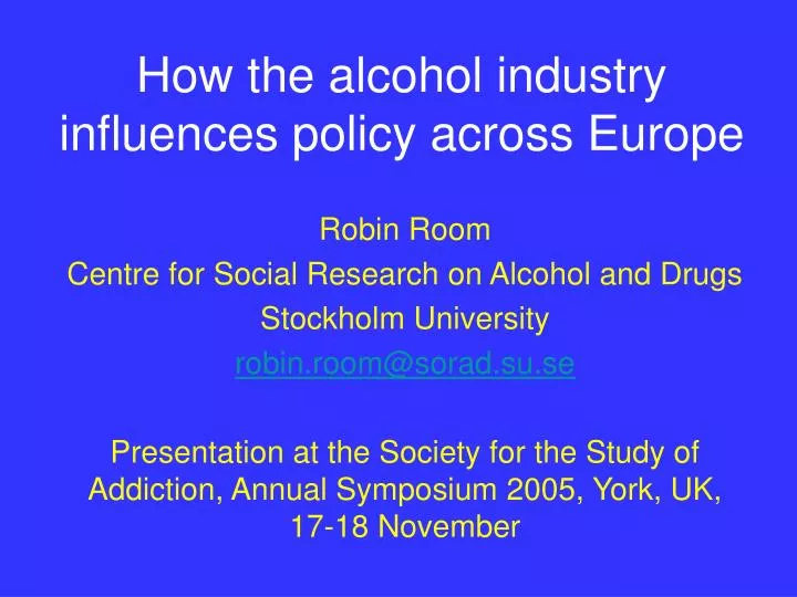 how the alcohol industry influences policy across europe