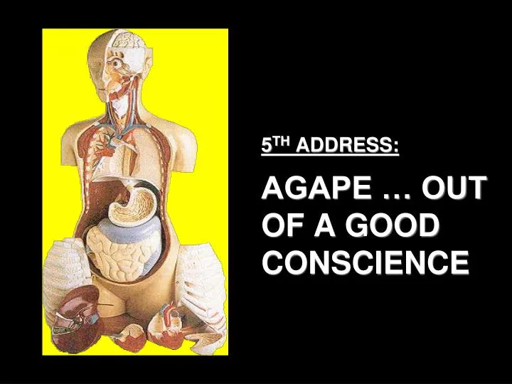 5 th address agape out of a good conscience
