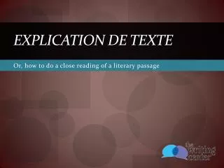 Explication de texte