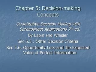 Chapter 5: Decision-making Concepts