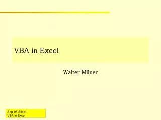 VBA in Excel