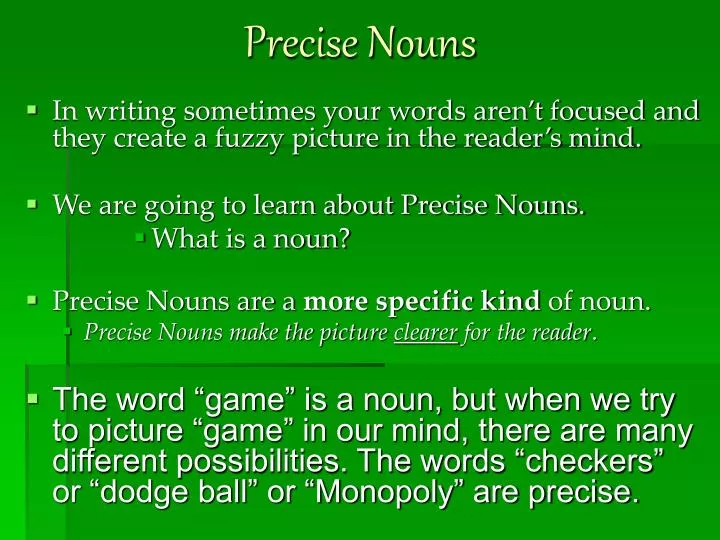 precise nouns