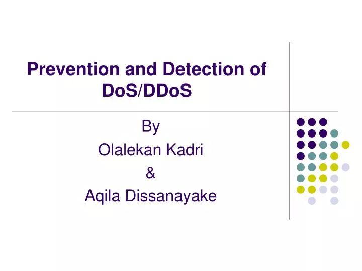prevention and detection of dos ddos
