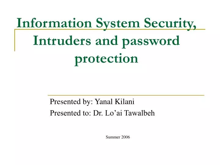 information system security intruders and password protection