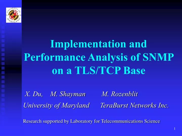 implementation and performance analysis of snmp on a tls tcp base