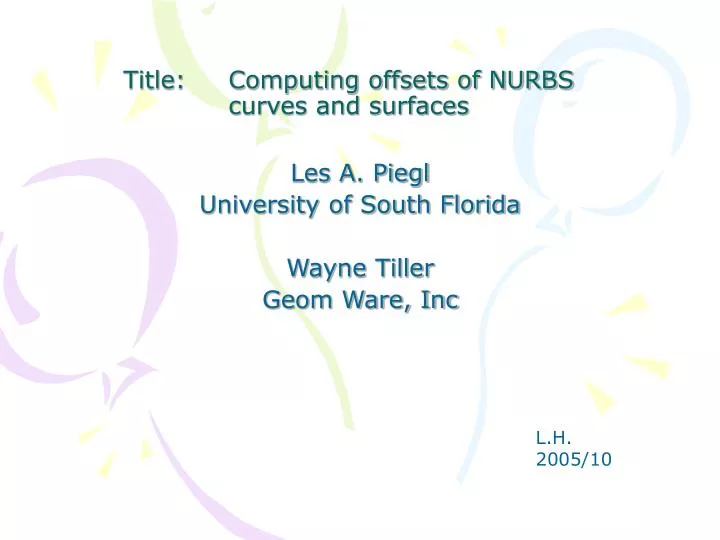 title computing offsets of nurbs curves and surfaces