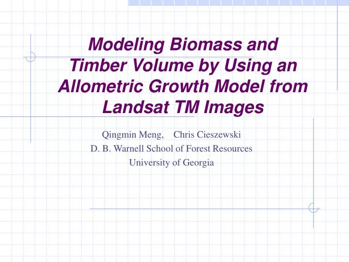 modeling biomass and timber volume by using an allometric growth model from landsat tm images